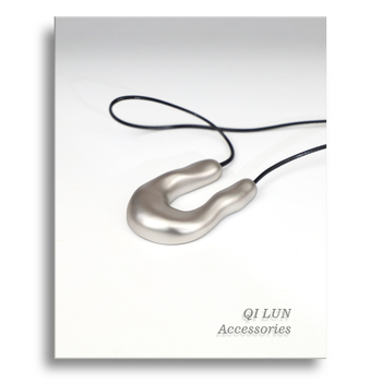 Colier cu formă U, asimetric, din cupru, lanț din cordon de piele, electroplating, circumferință 81 cm+