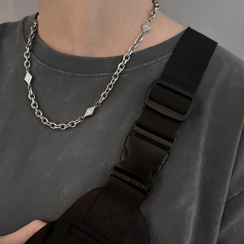 Colier din oțel titan, lanț cubanez, placare electrolitică, unisex, stil premium