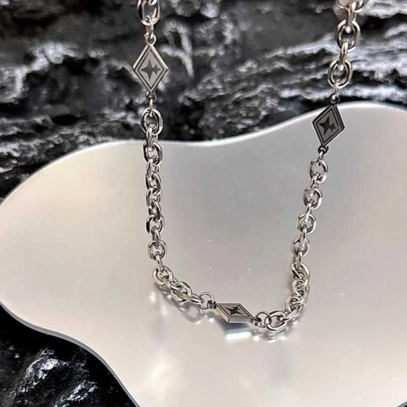 Colier din oțel titan, lanț cubanez, placare electrolitică, unisex, stil premium