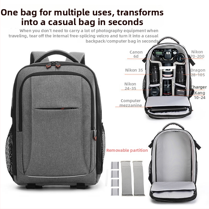 Τσάντα DSLR για φωτογραφική μηχανή, PU υλικό, στυλ χειρός, Άνοιξη 2025, για άνδρες