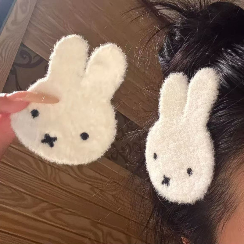 Miffy jänese plüüsist juukseaksessuaar — Velcroiga, nuku kujul, kanga materjal, armas naiste stiil, suvi 2025