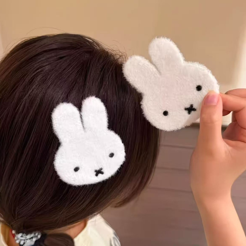 Miffy jänese plüüsist juukseaksessuaar — Velcroiga, nuku kujul, kanga materjal, armas naiste stiil, suvi 2025