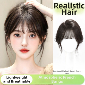 Parūka ar bangs, dabisks bezšuvju izskats, matu apjoms, mašīniskā aušana, izturīgas pret temperatūru šķiedras