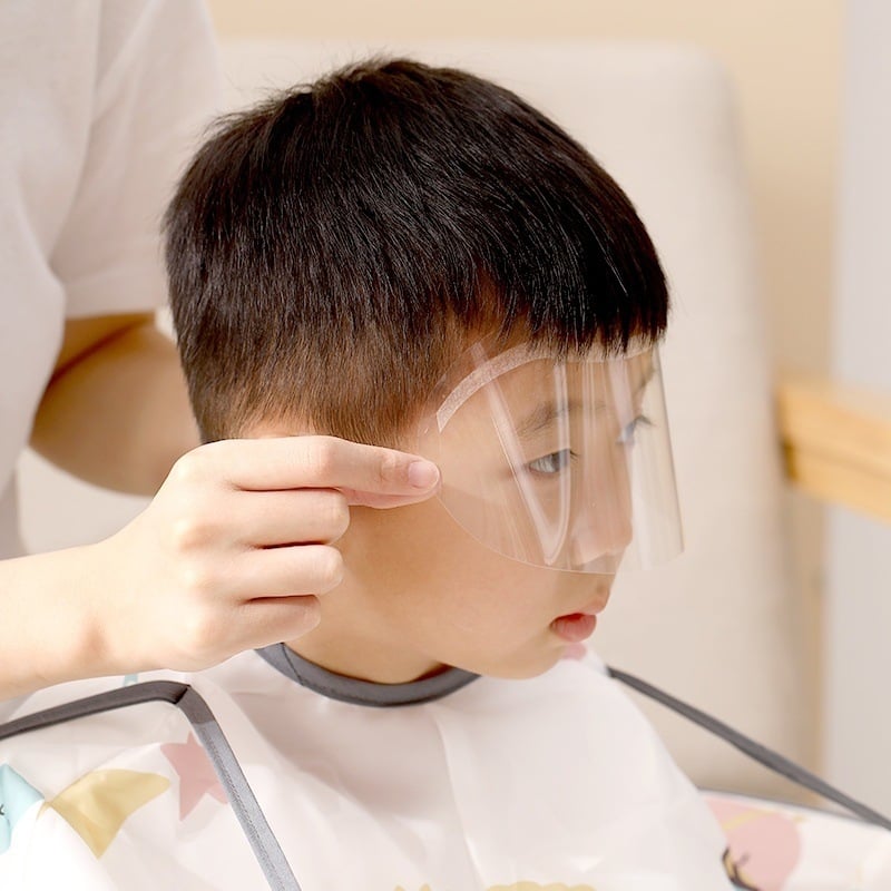 Scut pentru tuns copii - protecție facială de unică folosință, anti-spargere păr; conductor termic din ceramic auriu, diametru conductor sub 15 mm; categorie: fier de curling; putere 1; tensiune ≤ 36V