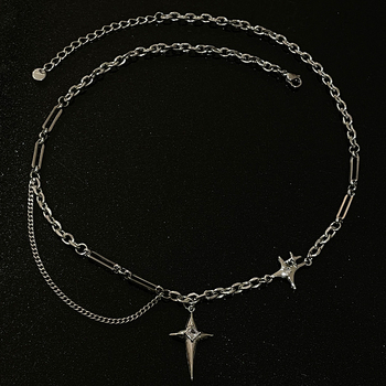 Titánium-ötvözetből készült csillag-keresztes nyaklánc, uniszex, keresztlánc, elektroplatírozott, medál ötvözet