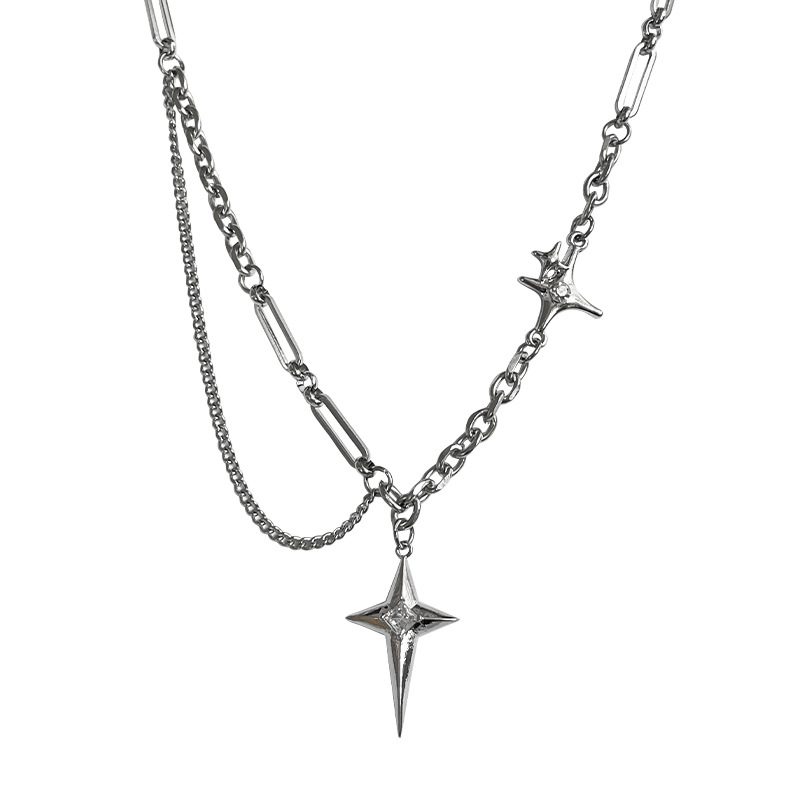 Titánium-ötvözetből készült csillag-keresztes nyaklánc, uniszex, keresztlánc, elektroplatírozott, medál ötvözet