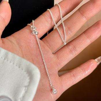 Ogrlica od srebra S925 s bubble tassel privjeskom, lanac u stilu Chopard, geometrijski privjesak, težina 3,6 g
