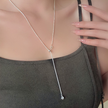 Ogrlica od srebra S925 s bubble tassel privjeskom, lanac u stilu Chopard, geometrijski privjesak, težina 3,6 g
