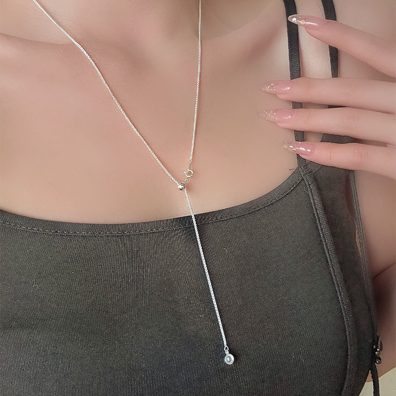 Ogrlica od srebra S925 s bubble tassel privjeskom, lanac u stilu Chopard, geometrijski privjesak, težina 3,6 g