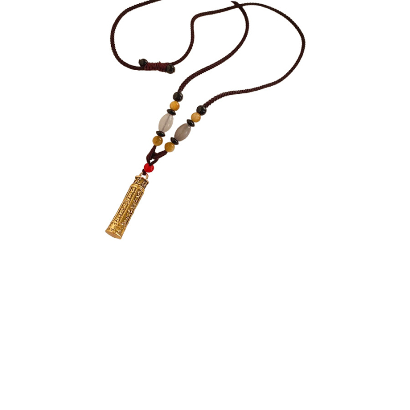 Огърлица от тигрово око с геометричен дизайн, електроплатирана свитерна върижка и висулка от сплав