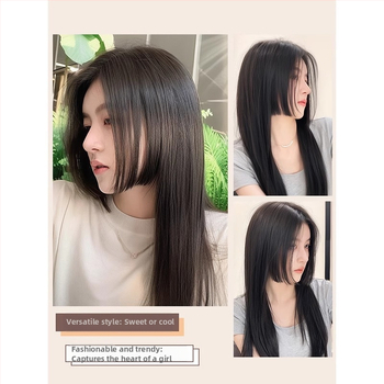 Női paróka hercegnő fazonú frufruval, valódi emberi haj selyem, természetes elülső rész, középső rész, festhető és permálható