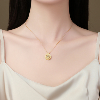 S925 ezüst nyaklánc nyolc kincses kompás medállal, forgó cirkónium, vintage stílus