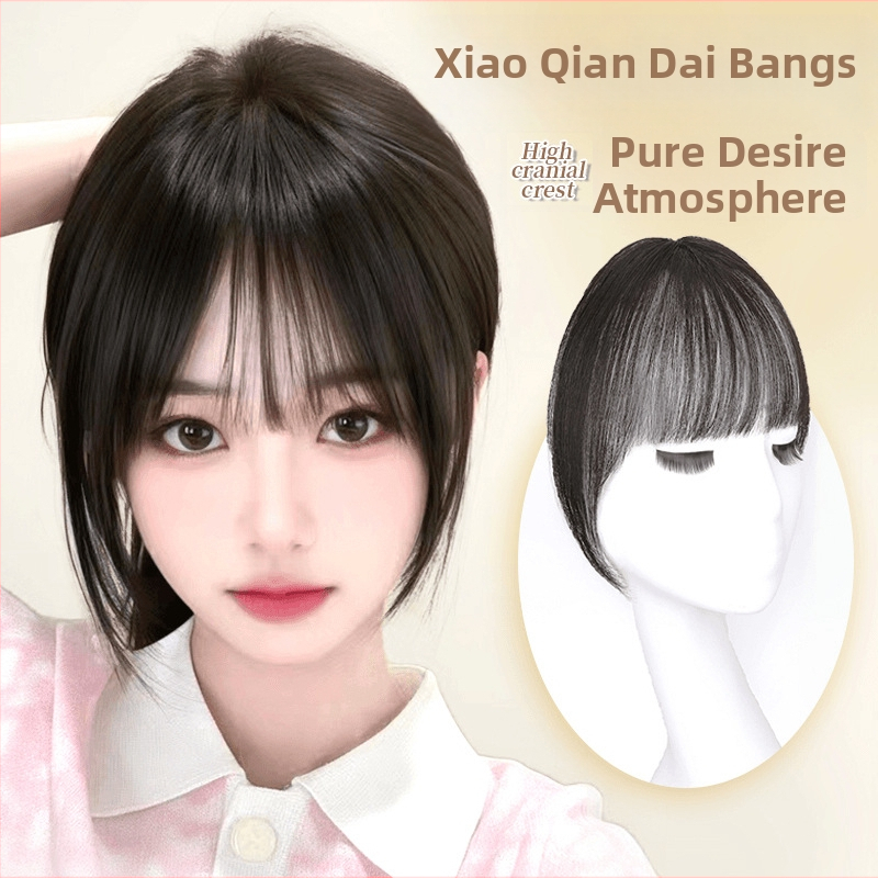 Xiaoqian Generation Bangs parūka — taisnie bangs, īstas cilvēka mati, daļēji roku darināta, var krāsot un var tikt permēta
