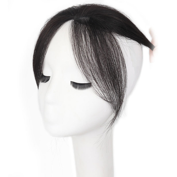 Перука за запълване на линията на косата с бебешка челка, истински човешки косъм, 25 см прави кичури, ръчно плетена основа, модел SZ513, боядисва се