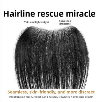 Vīriešu matu līnijas parūka ar bangs, īsti cilvēka mati, roku austā, taisnas vai slīpas bangs, piešķir apjomu uz pieres