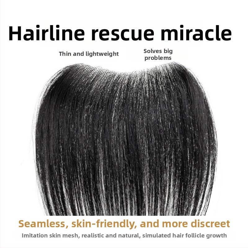 Vīriešu matu līnijas parūka ar bangs, īsti cilvēka mati, roku austā, taisnas vai slīpas bangs, piešķir apjomu uz pieres