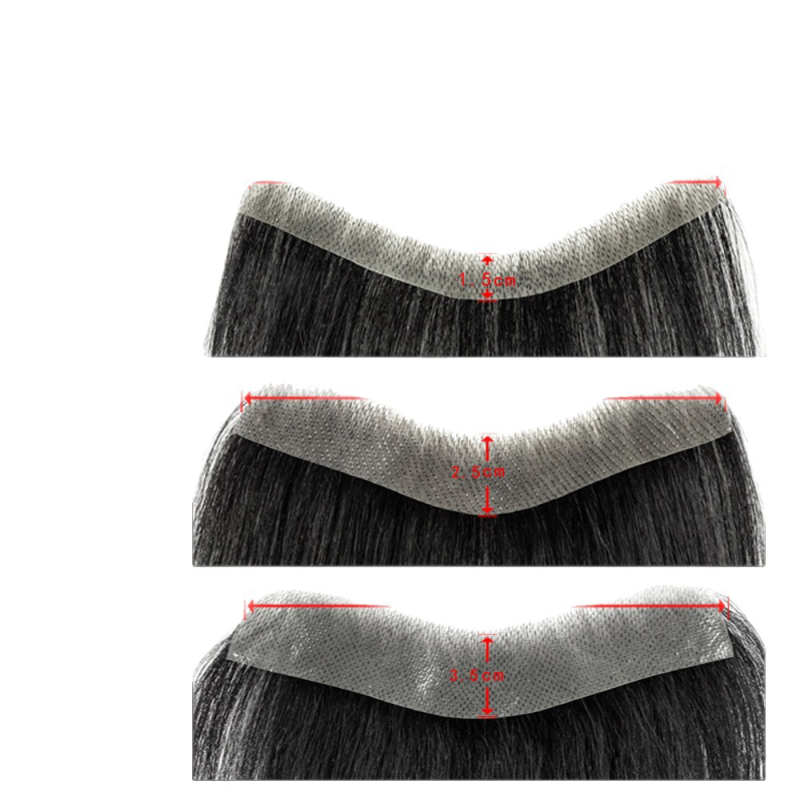 Férfi hajvonalához készült paróka, valós emberi hajból, teljesen kézzel készített, egyenes vagy ferde frufru, növeli a homlok területének volumenét