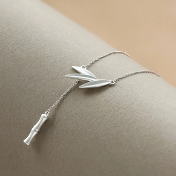 Колие — 925 сребро, мотив Бамбук, лек лукс, електроплатено, конвенционална синджира