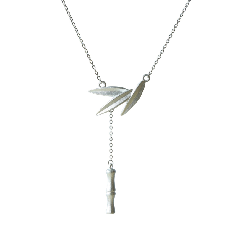 Колие — 925 сребро, мотив Бамбук, лек лукс, електроплатено, конвенционална синджира