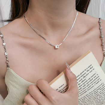 925 ezüst nyaklánc, geometriai forma, szabályos lánc, hossz 41-50 cm, könnyű luxus stílus