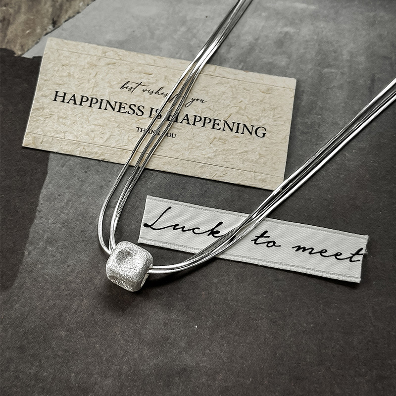 925 ezüst nyaklánc, geometriai forma, szabályos lánc, hossz 41-50 cm, könnyű luxus stílus