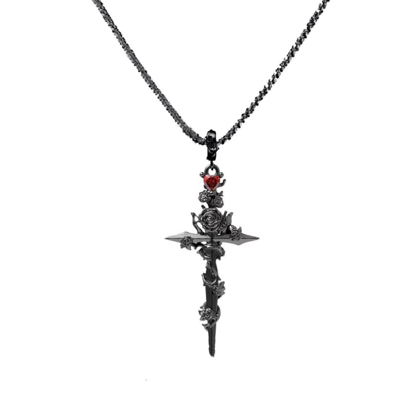 Ogrlica s privjeskom Rose Cross, srebro 925, twist lanac, minimalistički unisex, ljeto 2024