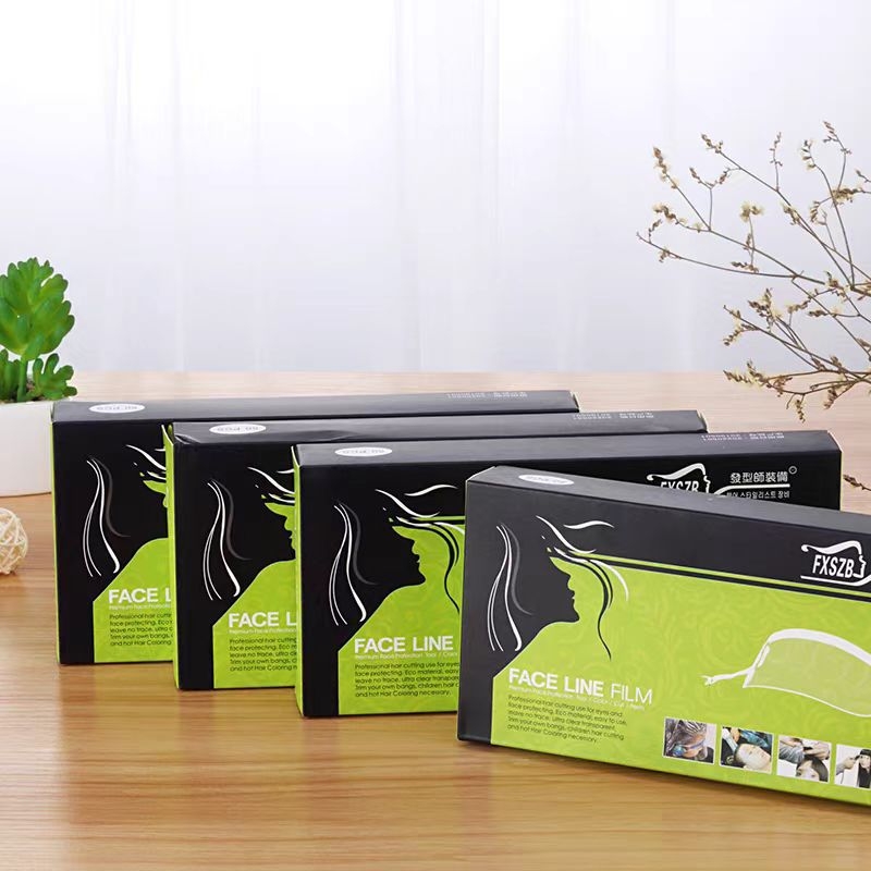 Egyszer használatos, áttetsző arcmaszk frizurához – frufru fedés az arc védelméért, alkalmas dauerhez és festéshez; 50 darabos csomag; kizárólag fodrászszalonban használható