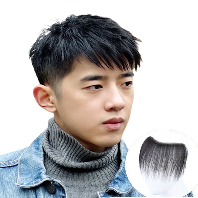 Férfi homlokvonal-paróka – teljesen kézi szövésű, valódi emberi hajból, festhető vagy göndöríthető, minden bőrszínhez illeszkedik.