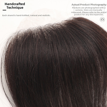 Férfi hajrész a homloknál, láthatatlan hajvonal, valós hajból készült teteje, rövid hossz, kézzel szőtt