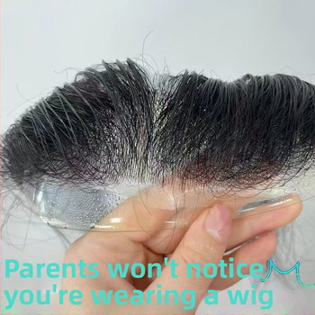 Férfi paróka elülső frufruval, természetes hajvonal, teljesen kézzel készített, rövid, valódi hajból