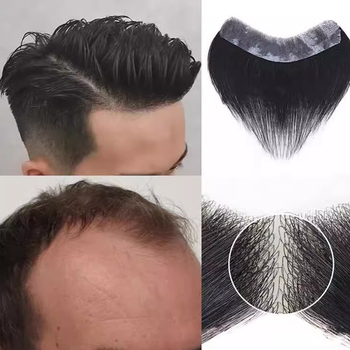 Férfi paróka elülső frufruval, természetes hajvonal, teljesen kézzel készített, rövid, valódi hajból