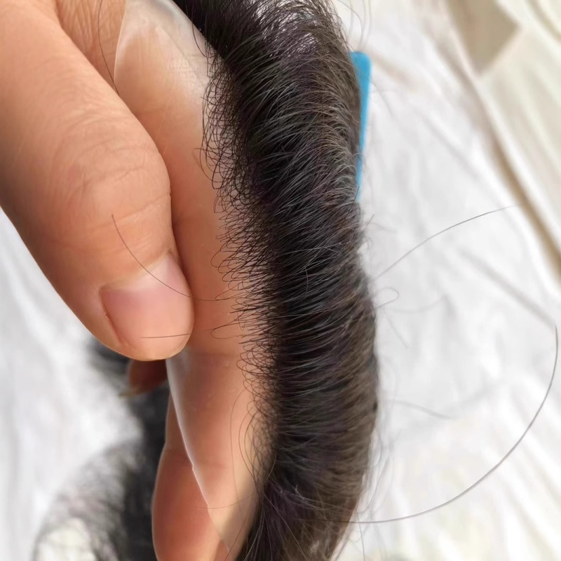 Férfi paróka elülső frufruval, természetes hajvonal, teljesen kézzel készített, rövid, valódi hajból