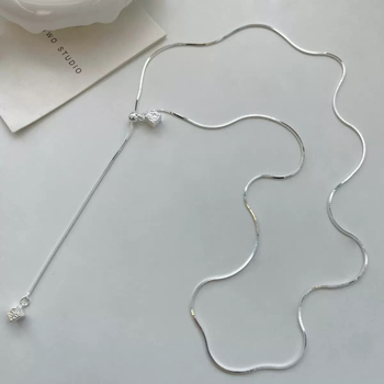 Colier din argint 925, pandantiv pătrat cu ciucuri, stil geometric minimalist, lanț șarpe, pentru femei