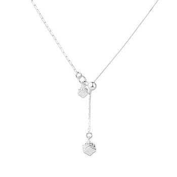 Colier din argint 925, pandantiv pătrat cu ciucuri, stil geometric minimalist, lanț șarpe, pentru femei