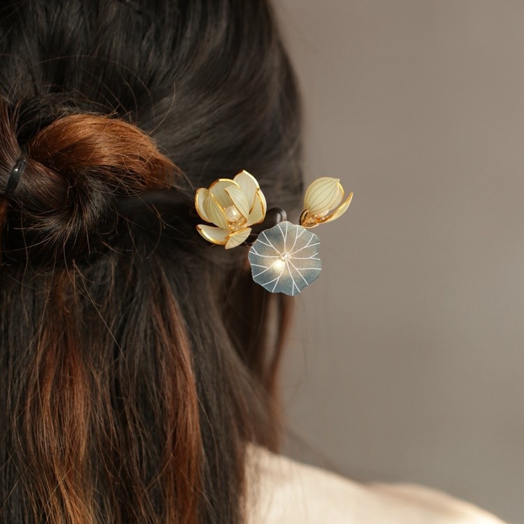 Ac de păr din lemn, stil vintage, formă de floare, cod Fz09-92