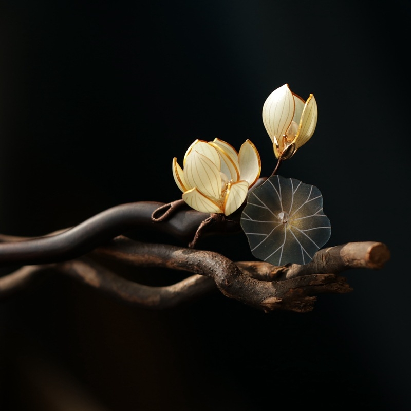 Ac de păr din lemn, stil vintage, formă de floare, cod Fz09-92