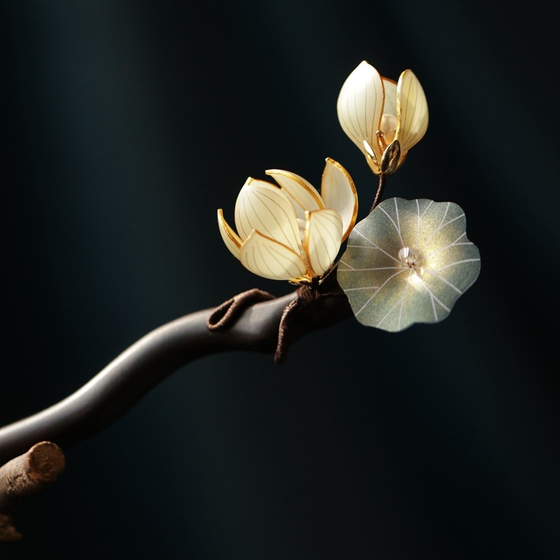 Ac de păr din lemn, stil vintage, formă de floare, cod Fz09-92