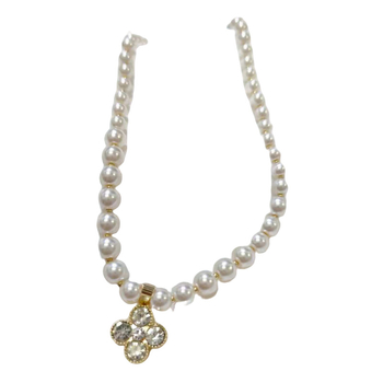 Műgyöngyös nyaklánc, elektroplatírozott bevonattal, U-alakú geometriai forma, gyöngyös lánc, kerület 41–50 cm