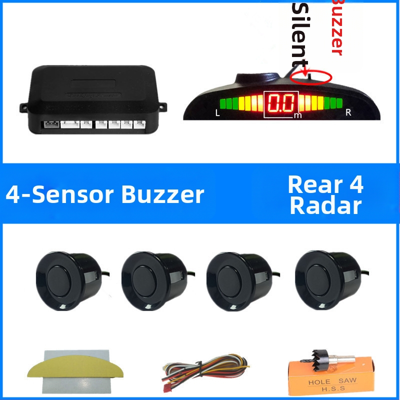 Automobilio atbulinės eigos radaro sistema su 4/6/8 jutikliais, realus balsinis įspėjimas, mėnulio formos LCD TFT ekranas, modelis SP-89-1