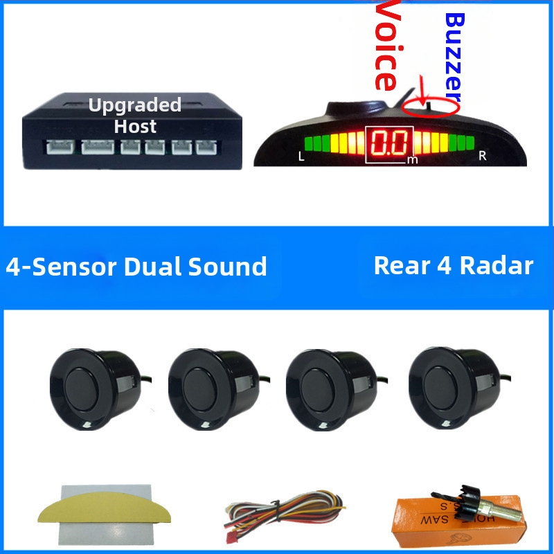 Automobilio atbulinės eigos radaro sistema su 4/6/8 jutikliais, realus balsinis įspėjimas, mėnulio formos LCD TFT ekranas, modelis SP-89-1