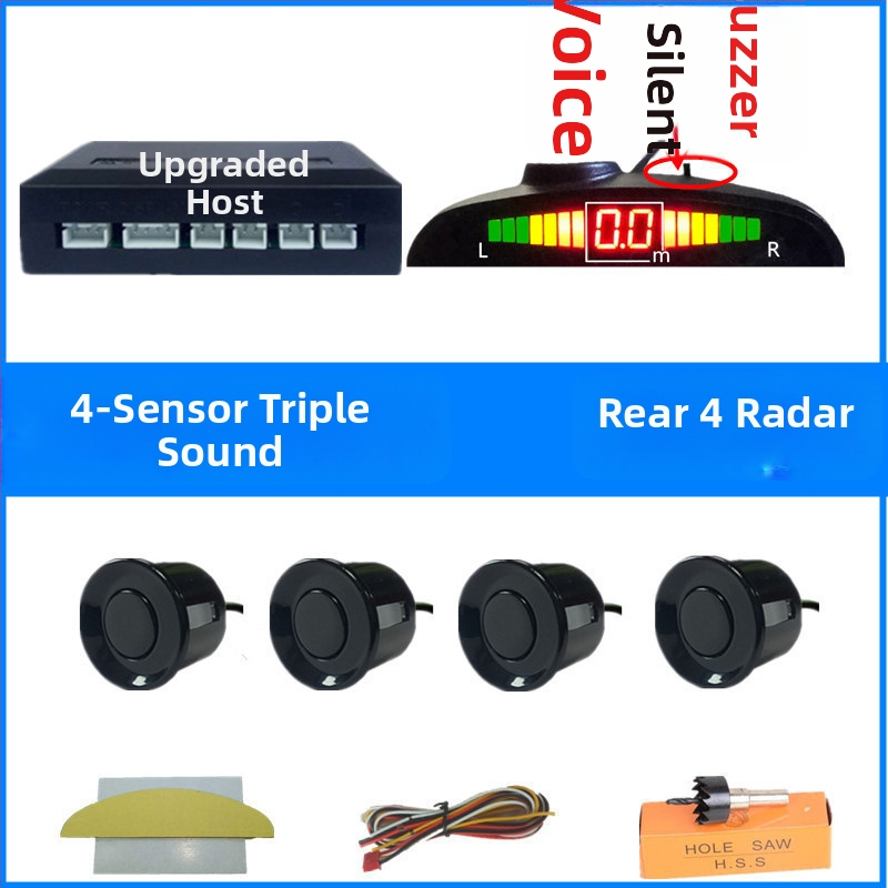 Automobilio atbulinės eigos radaro sistema su 4/6/8 jutikliais, realus balsinis įspėjimas, mėnulio formos LCD TFT ekranas, modelis SP-89-1