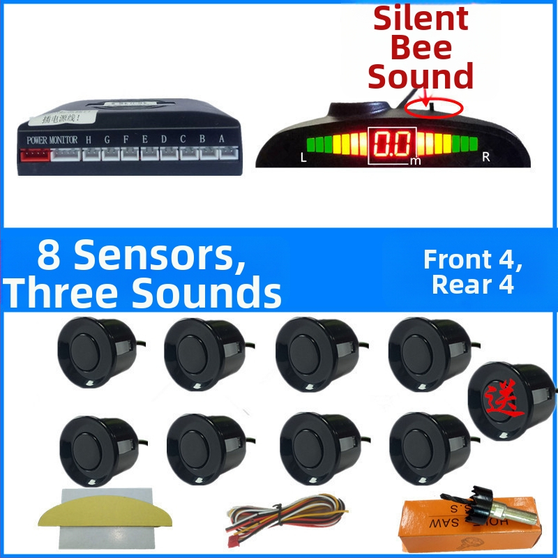 Automobilio atbulinės eigos radaro sistema su 4/6/8 jutikliais, realus balsinis įspėjimas, mėnulio formos LCD TFT ekranas, modelis SP-89-1