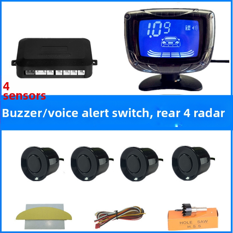 Automobilio atbulinės eigos radaro sistema su 4/6/8 jutikliais, realus balsinis įspėjimas, mėnulio formos LCD TFT ekranas, modelis SP-89-1