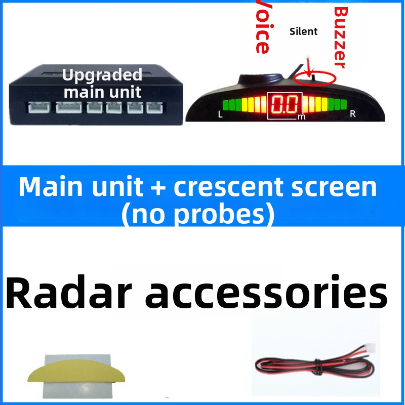 Automobilio atbulinės eigos radaro sistema su 4/6/8 jutikliais, realus balsinis įspėjimas, mėnulio formos LCD TFT ekranas, modelis SP-89-1