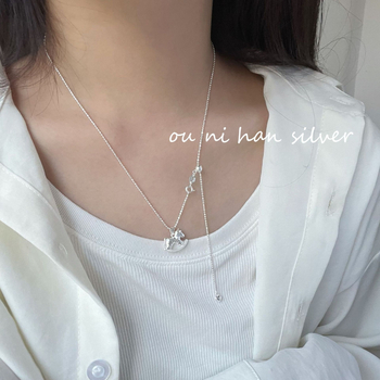 Colier din argint 925, lanț cu zale sferice, pandantiv cal, lungime reglabilă 51-60 cm