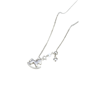 Colier din argint 925, lanț cu zale sferice, pandantiv cal, lungime reglabilă 51-60 cm