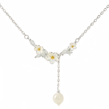 Nakit od srebra 925 s privjeskom u obliku cvijeta, križni lanac, lagani luksuzni stil za žene, zimsko izdanje 2025