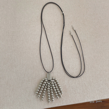 Colier din metal cu pandantiv din mărgele rotunde, design geometric, lanț regulat, placare electroplată, accesorii de modă de înaltă clasă, lansare vară 2025