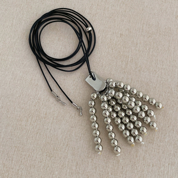 Colier din metal cu pandantiv din mărgele rotunde, design geometric, lanț regulat, placare electroplată, accesorii de modă de înaltă clasă, lansare vară 2025