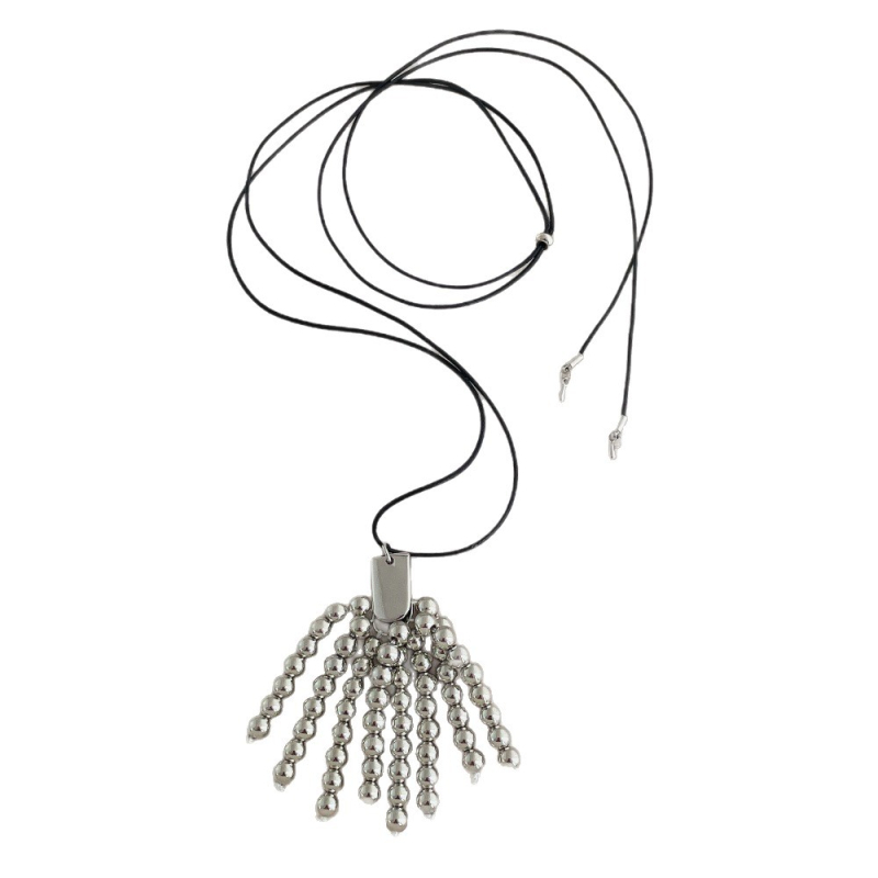 Colier din metal cu pandantiv din mărgele rotunde, design geometric, lanț regulat, placare electroplată, accesorii de modă de înaltă clasă, lansare vară 2025